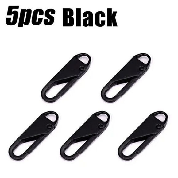 Black Metal Universal Zipper Pull Replacements Repair - 5 Pieces - Picture 2 of 8